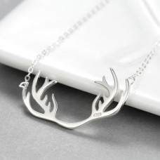 Wholesale Simple Style 925 Sterling Silver Deer Antler Necklace